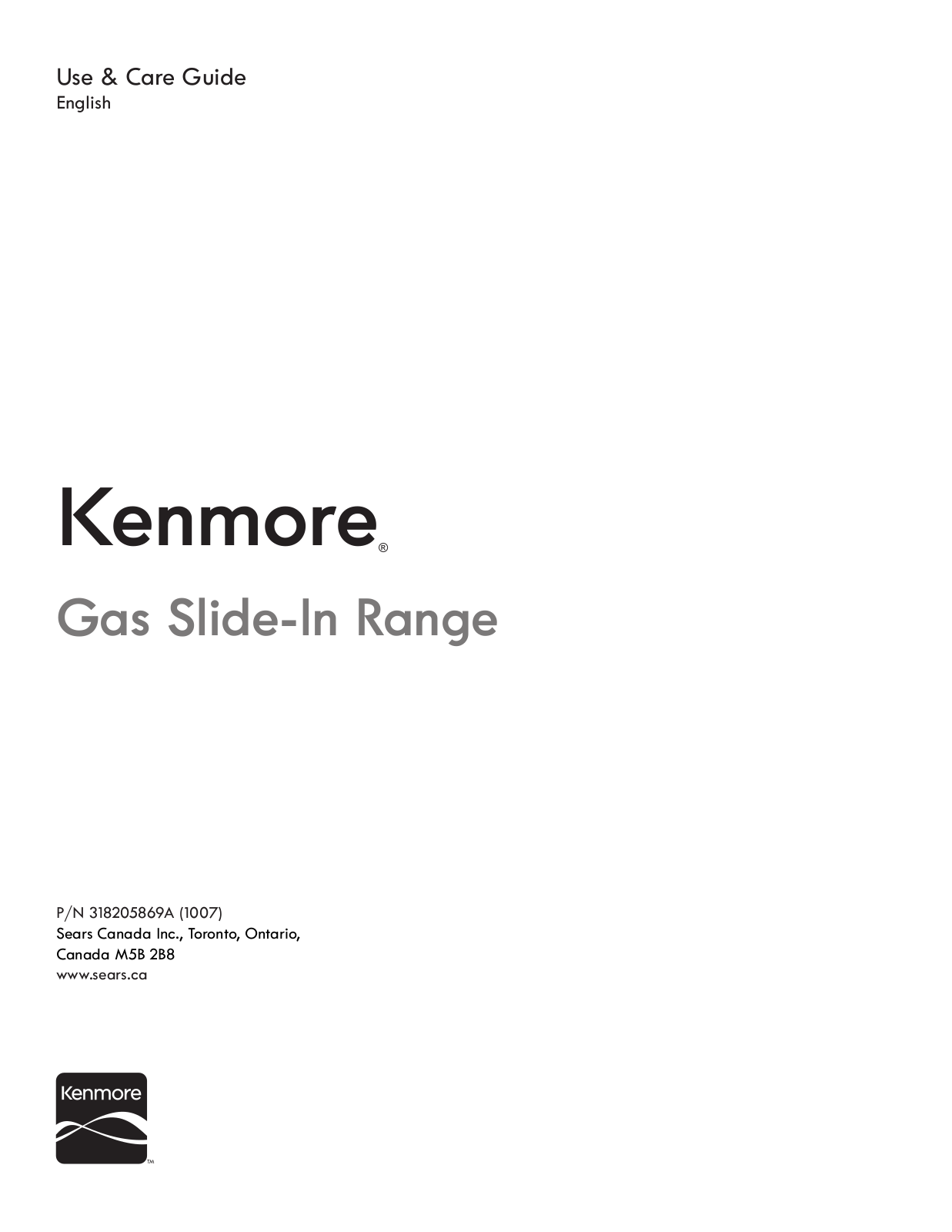 Kenmore 318205869A User Manual