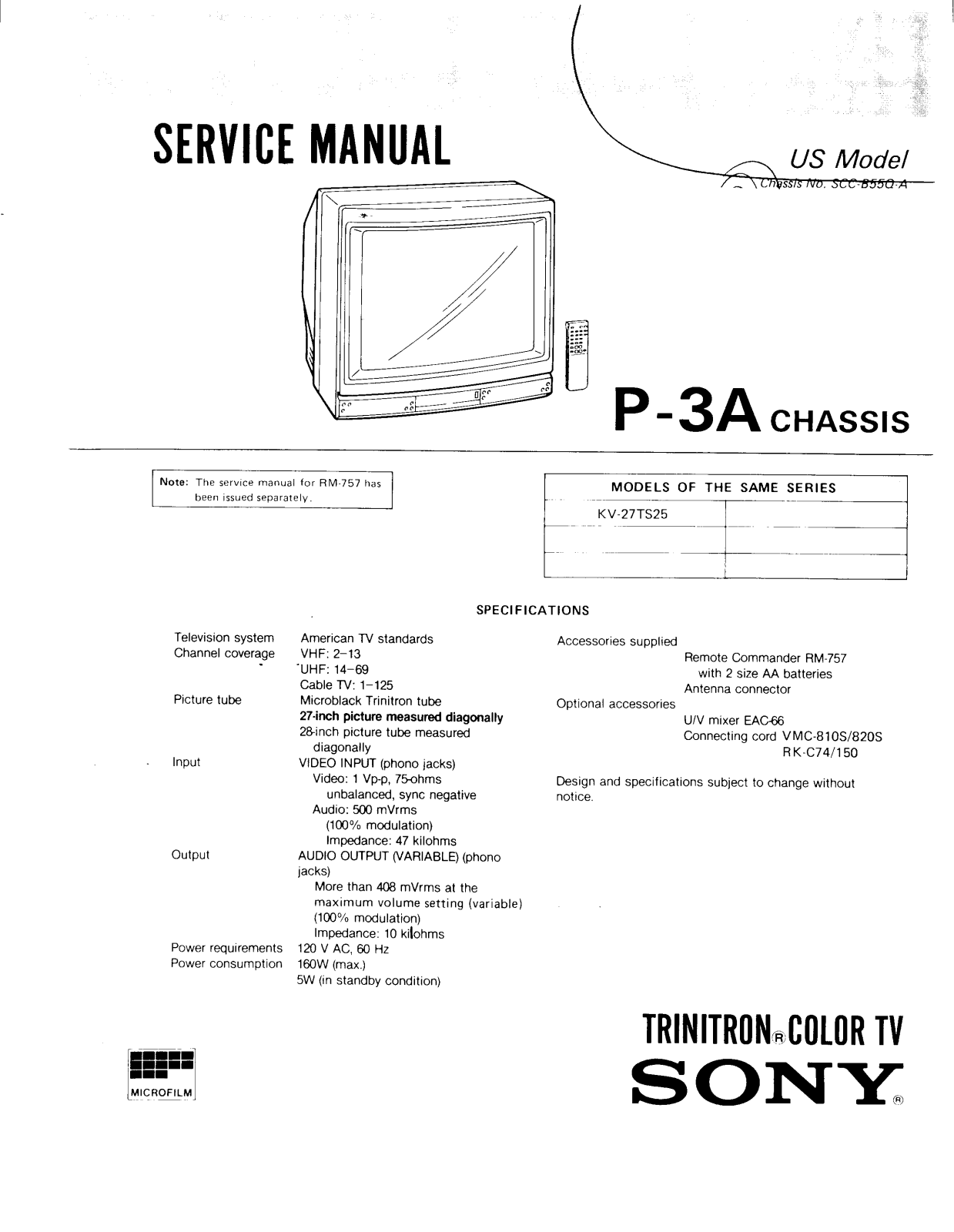 Sony KV-27TS25 Service Manual