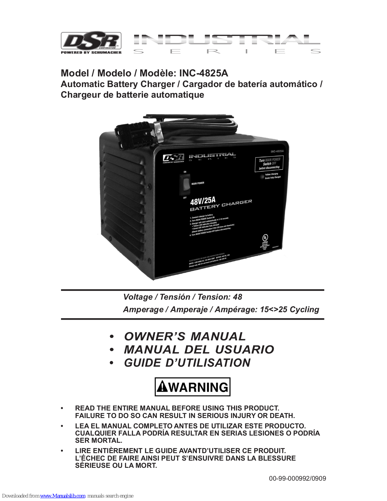 Schumacher DSR Industrial INC-14825A Owner's Manual