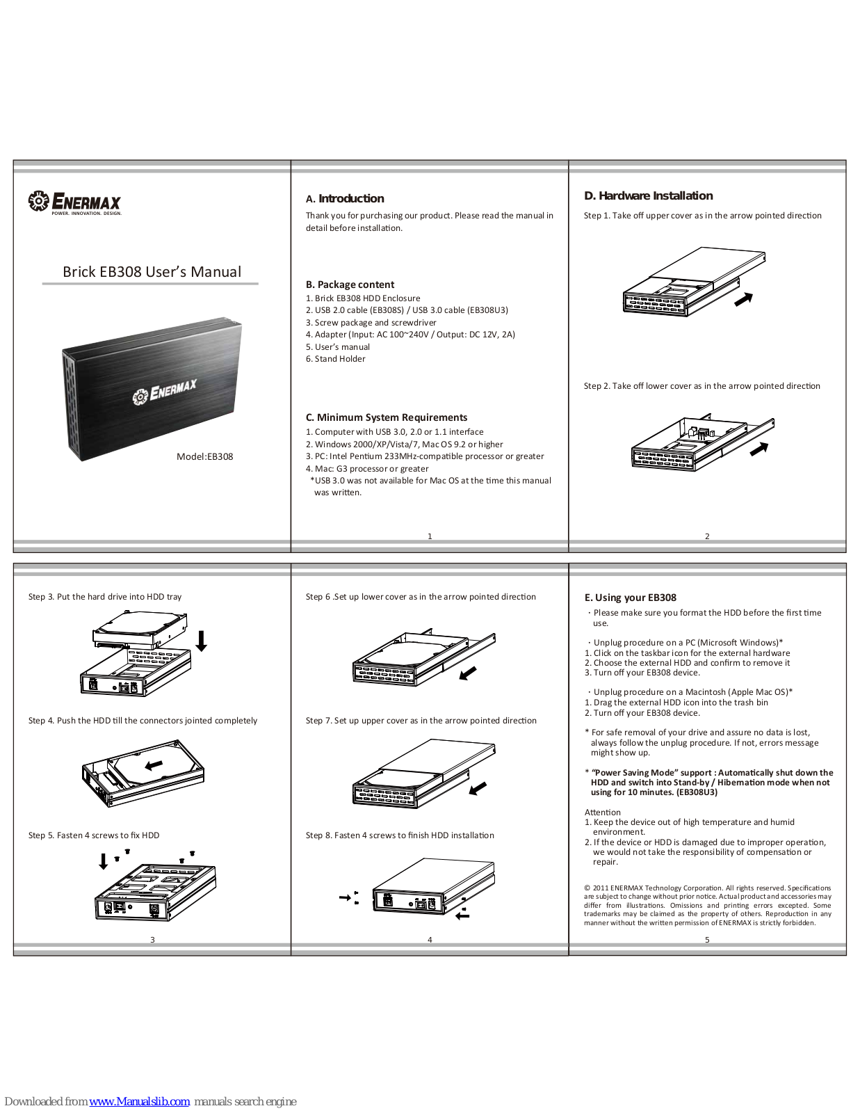 ENERMAX Brick EB308 User Manual