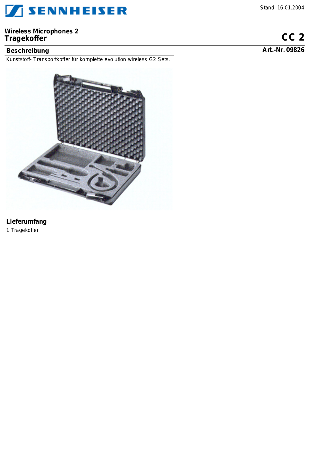 Sennheiser CC 2 DATASHEET