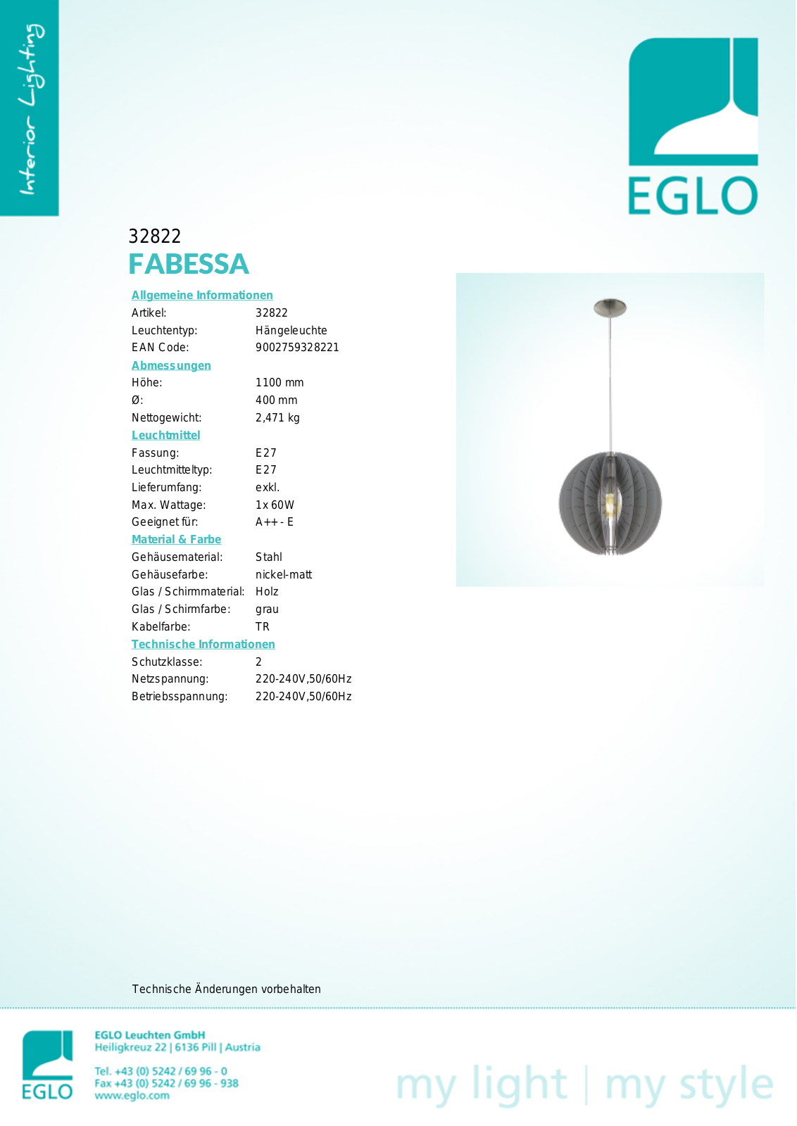 Eglo 32822 Service Manual