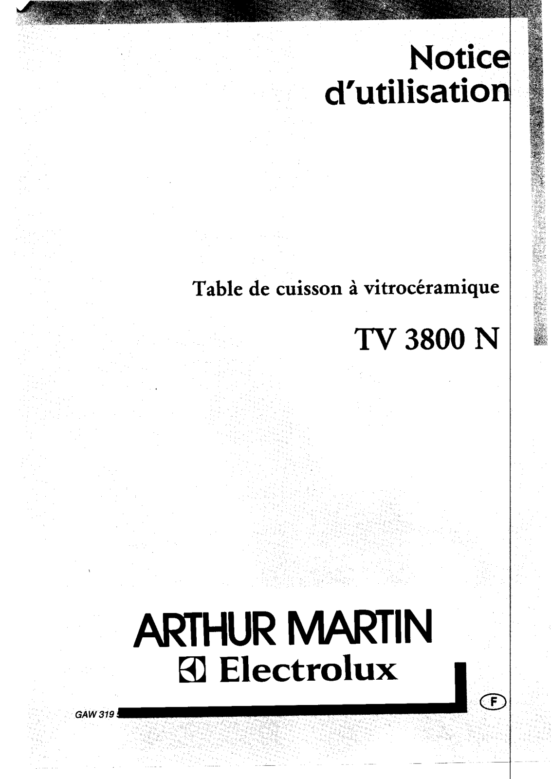 Arthur martin TV3800N User Manual