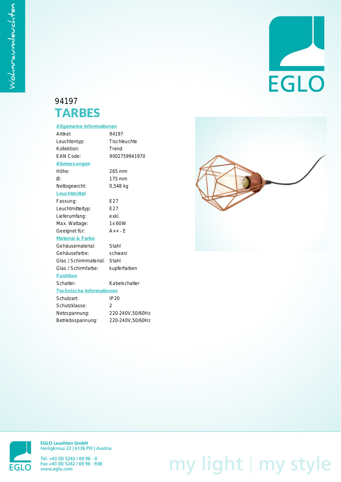 Eglo 94197 Service Manual