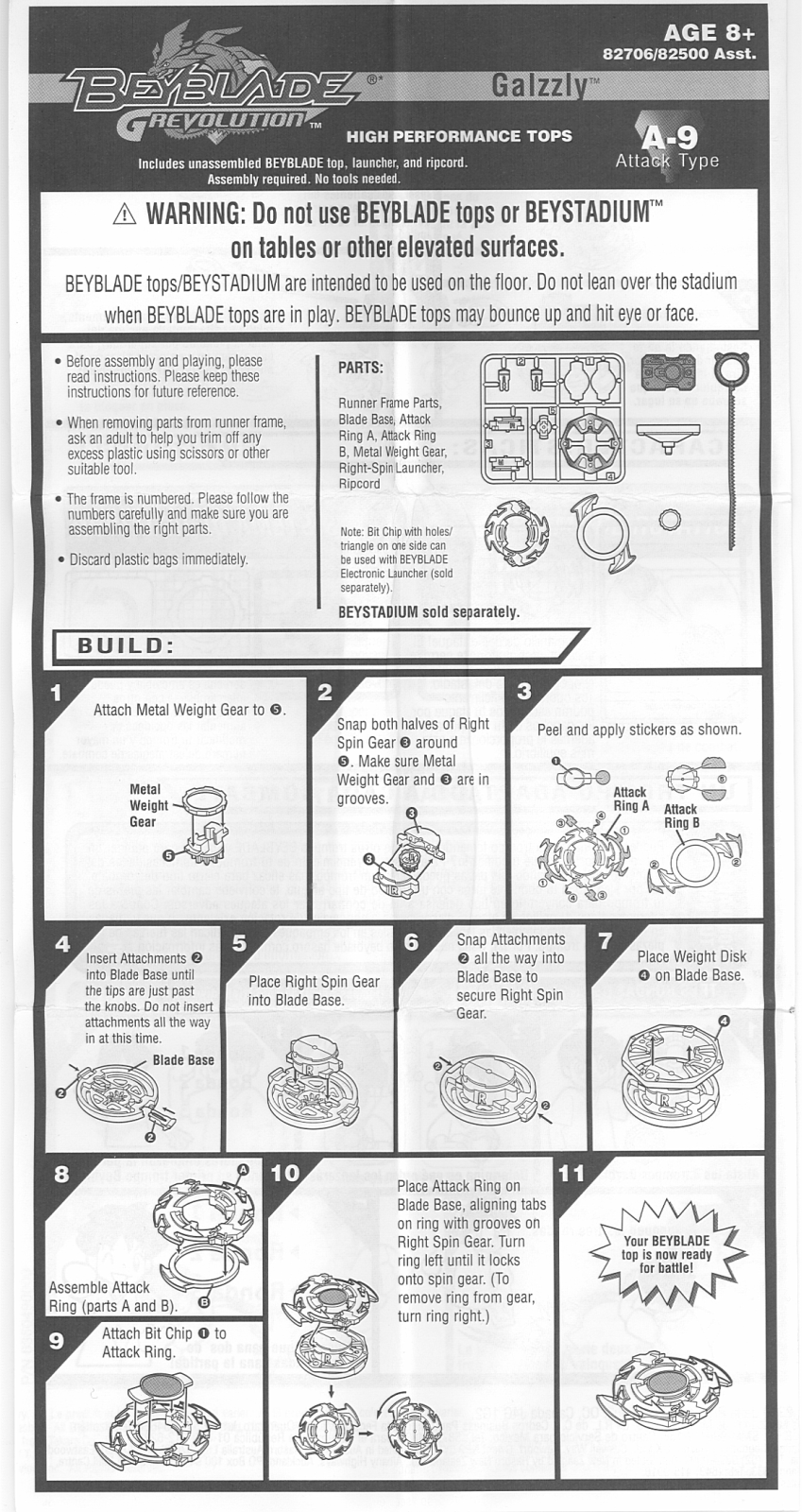 HASBRO Beyblade Grevolution Galzzly A9 User Manual