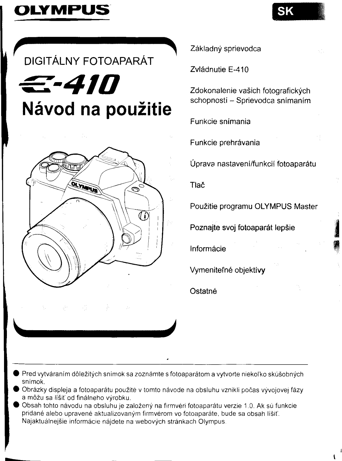 Olympus E-410 User Manual