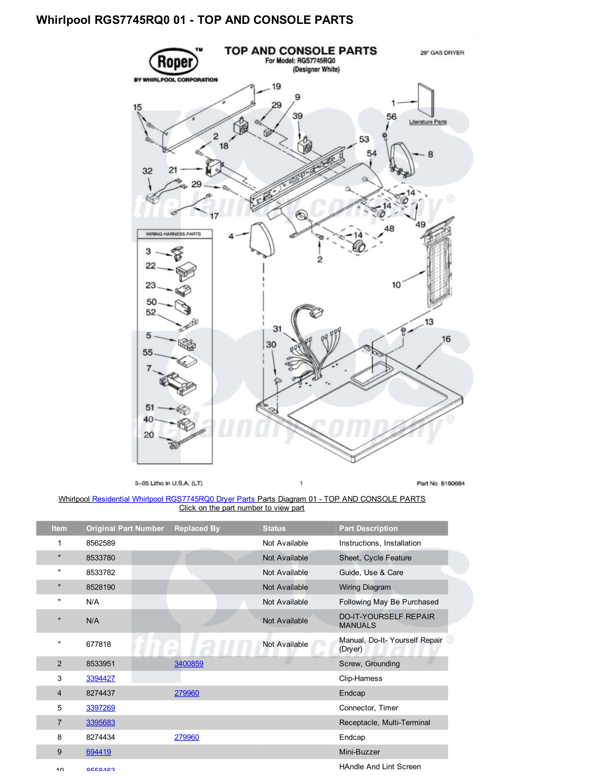 Whirlpool RGS7745RQ0 Parts Diagram