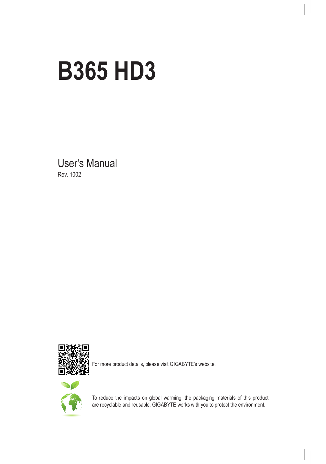 Gigabyte B365 HD3 operation manual