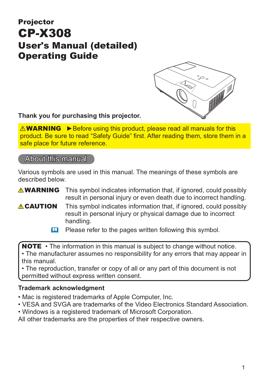 Hitachi CP-X308WF User Manual