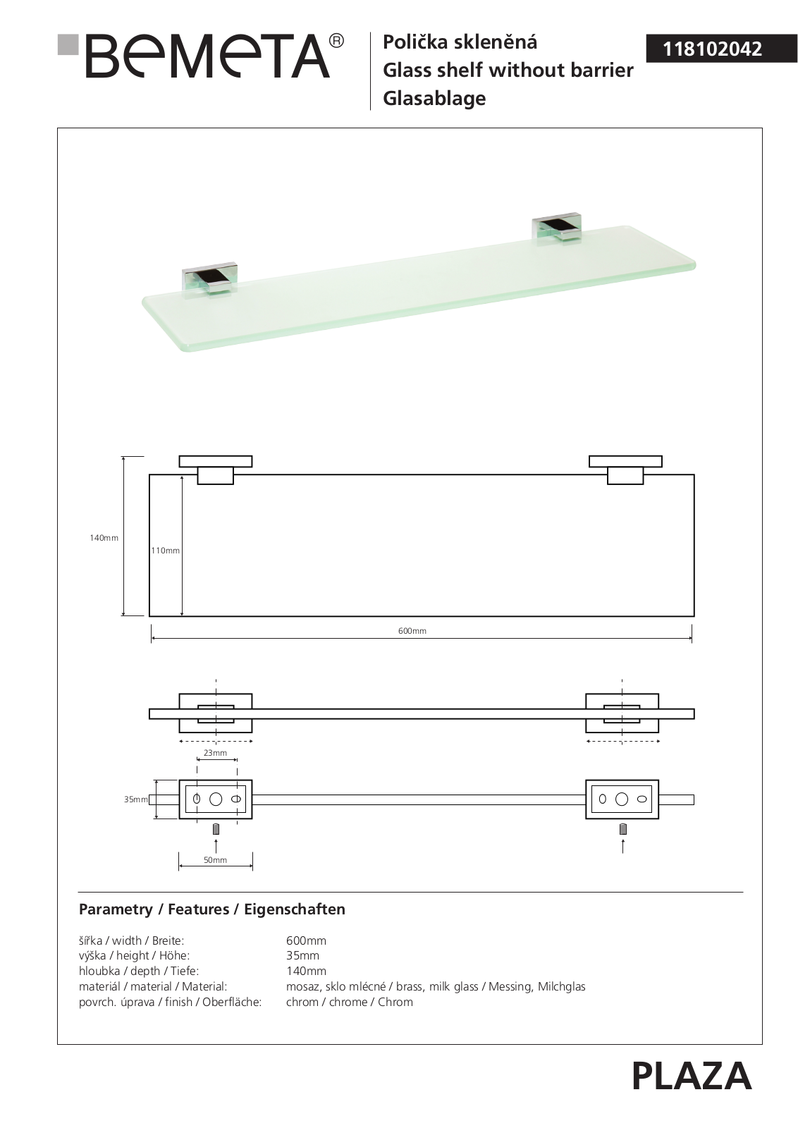 Bemeta Plaza 118102042 User guide