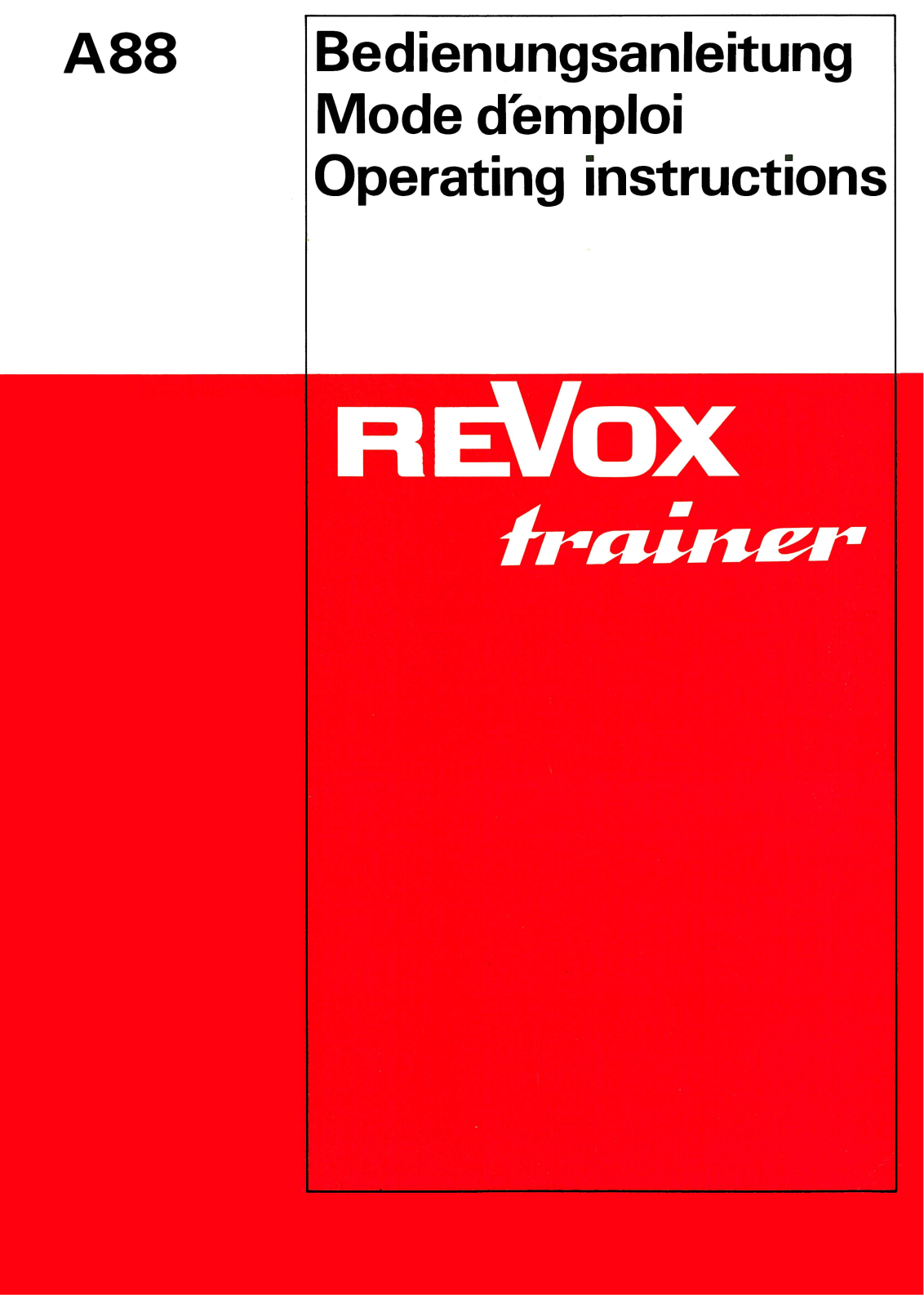 Revox A-88 Owners manual