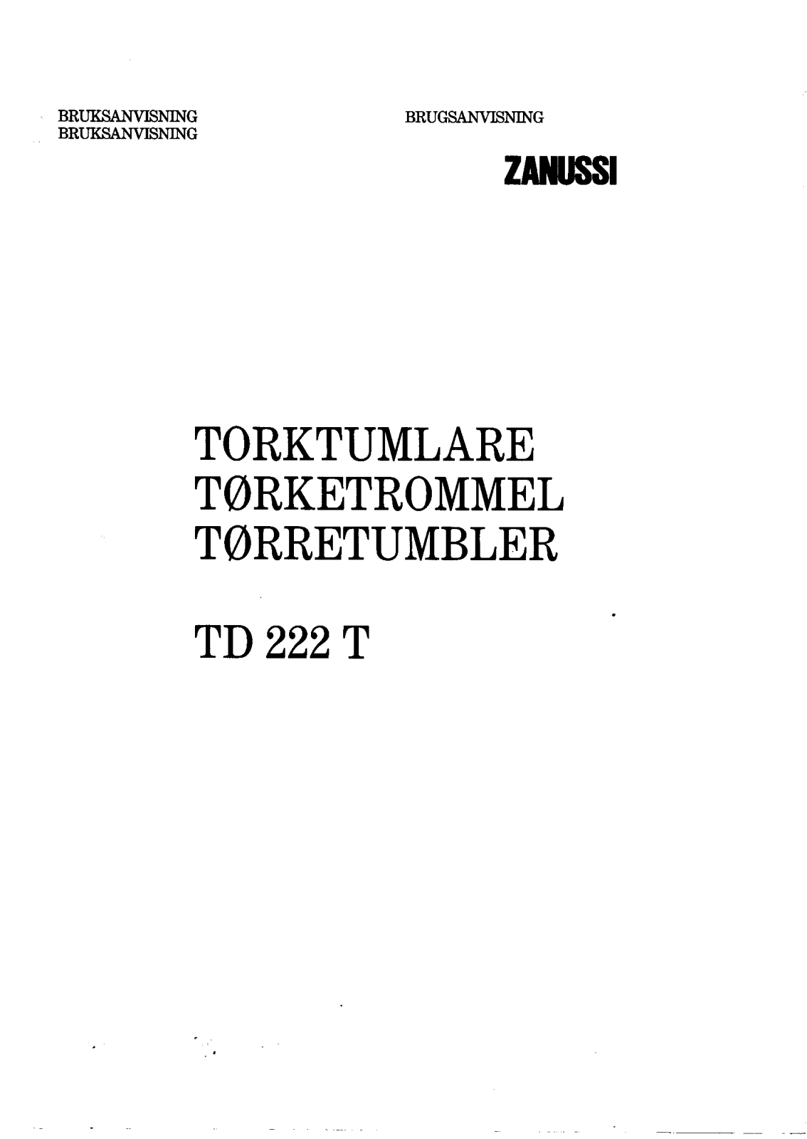 Zanussi TD222T User Manual