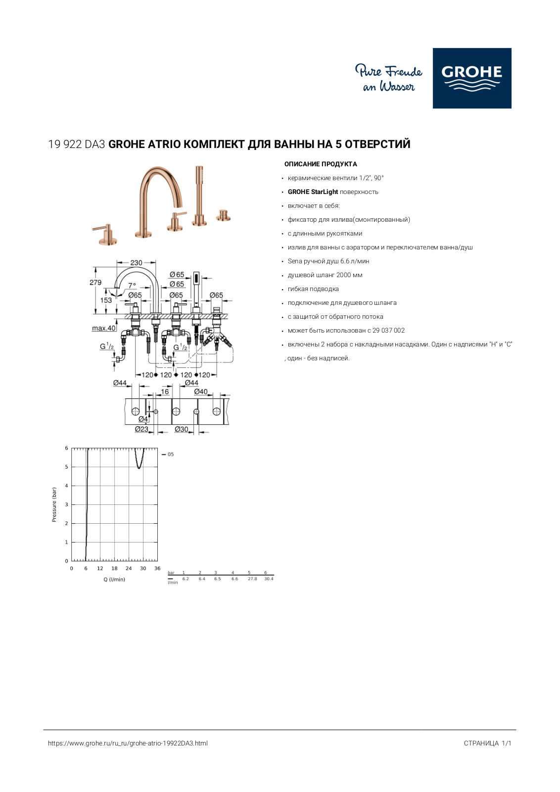 Grohe 19922DA3 Datasheet