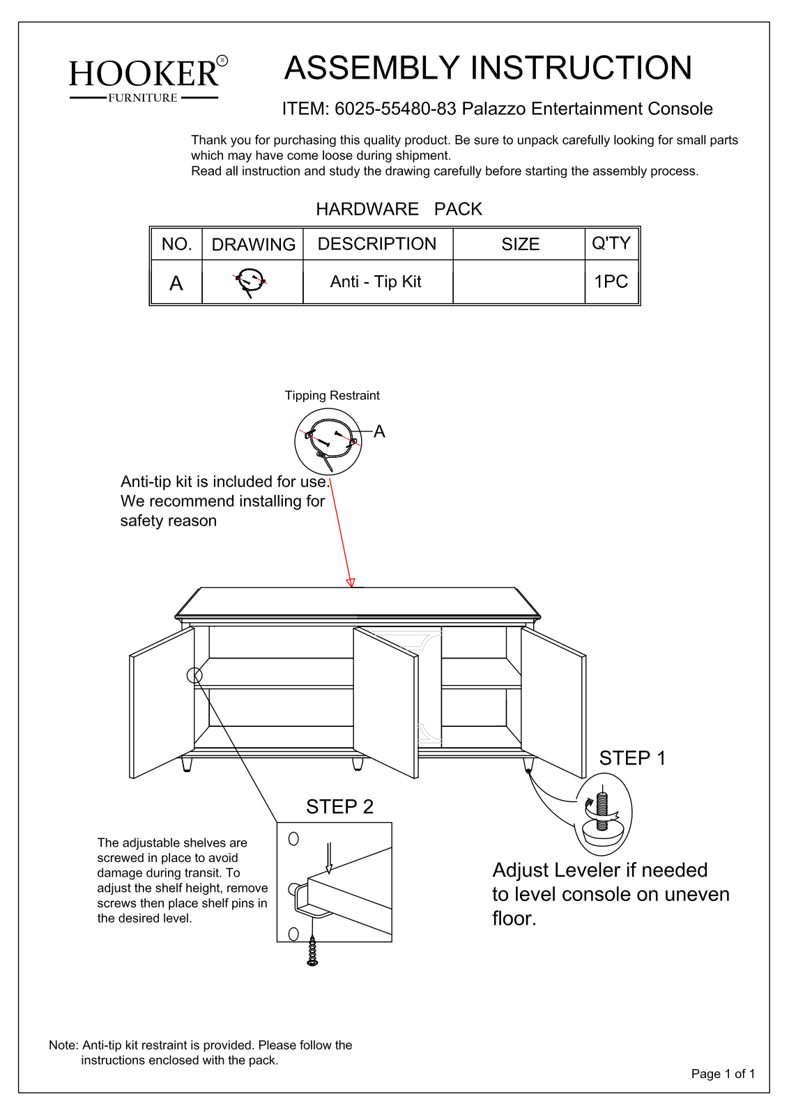 Hooker 6025-55480-83 Assembly Instructions