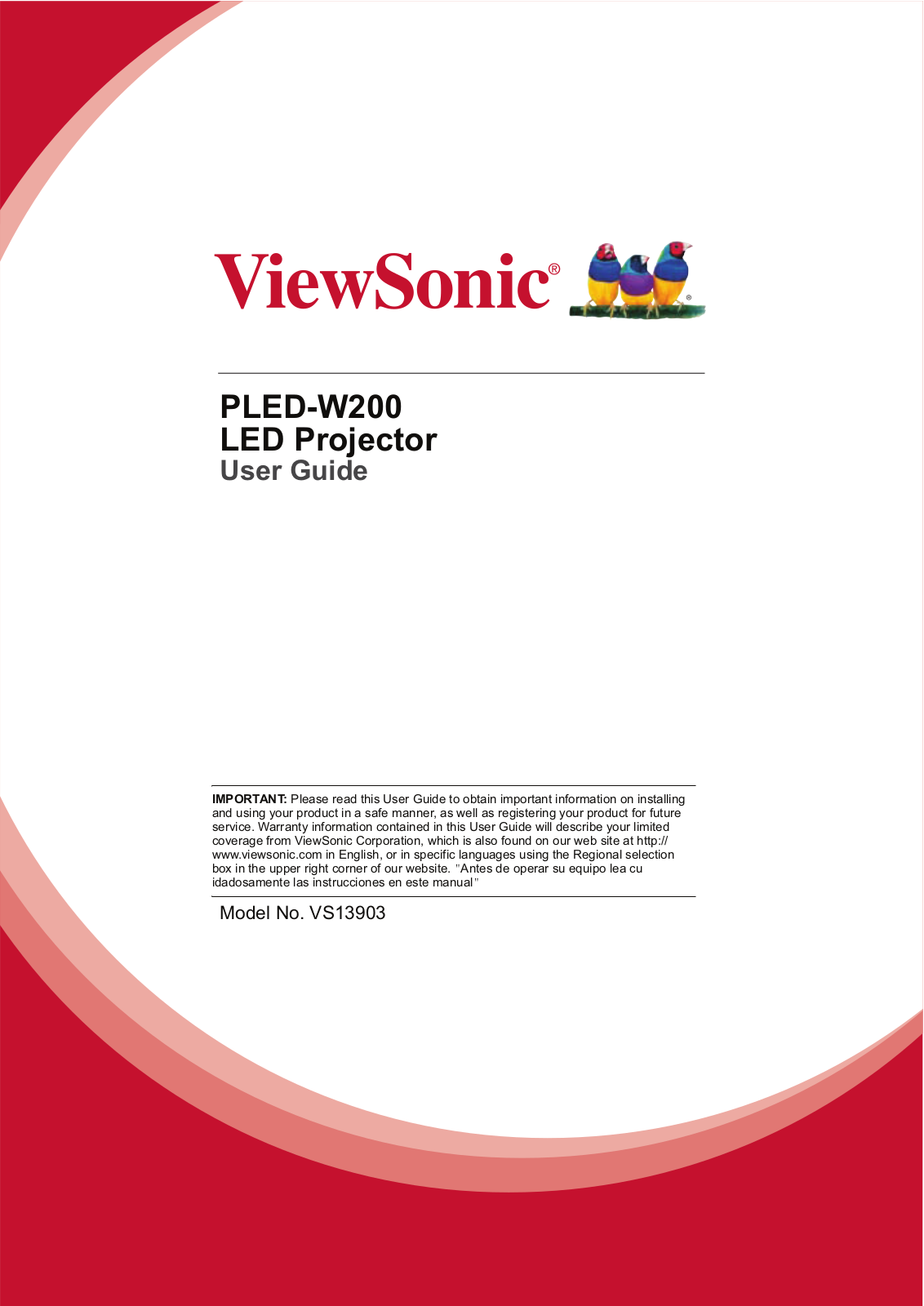 ViewSonic PLED-W200 Owner's Manual