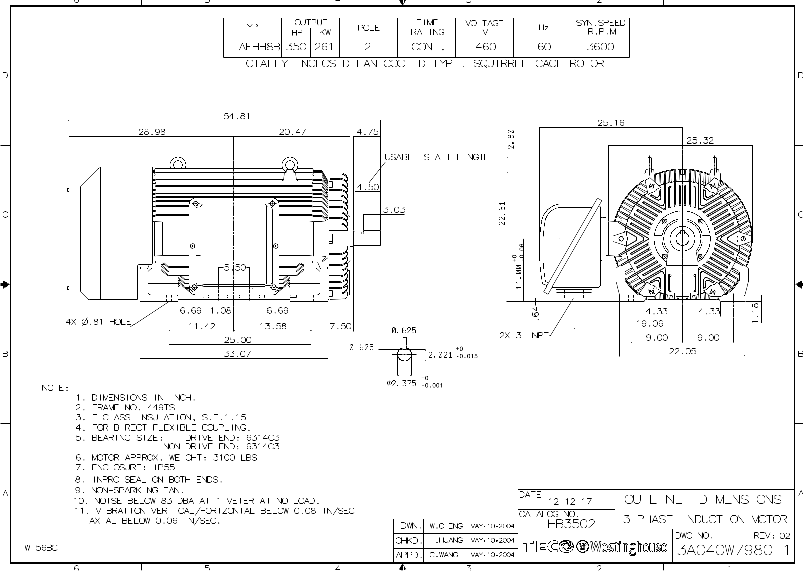 Teco HB3502 Reference Drawing