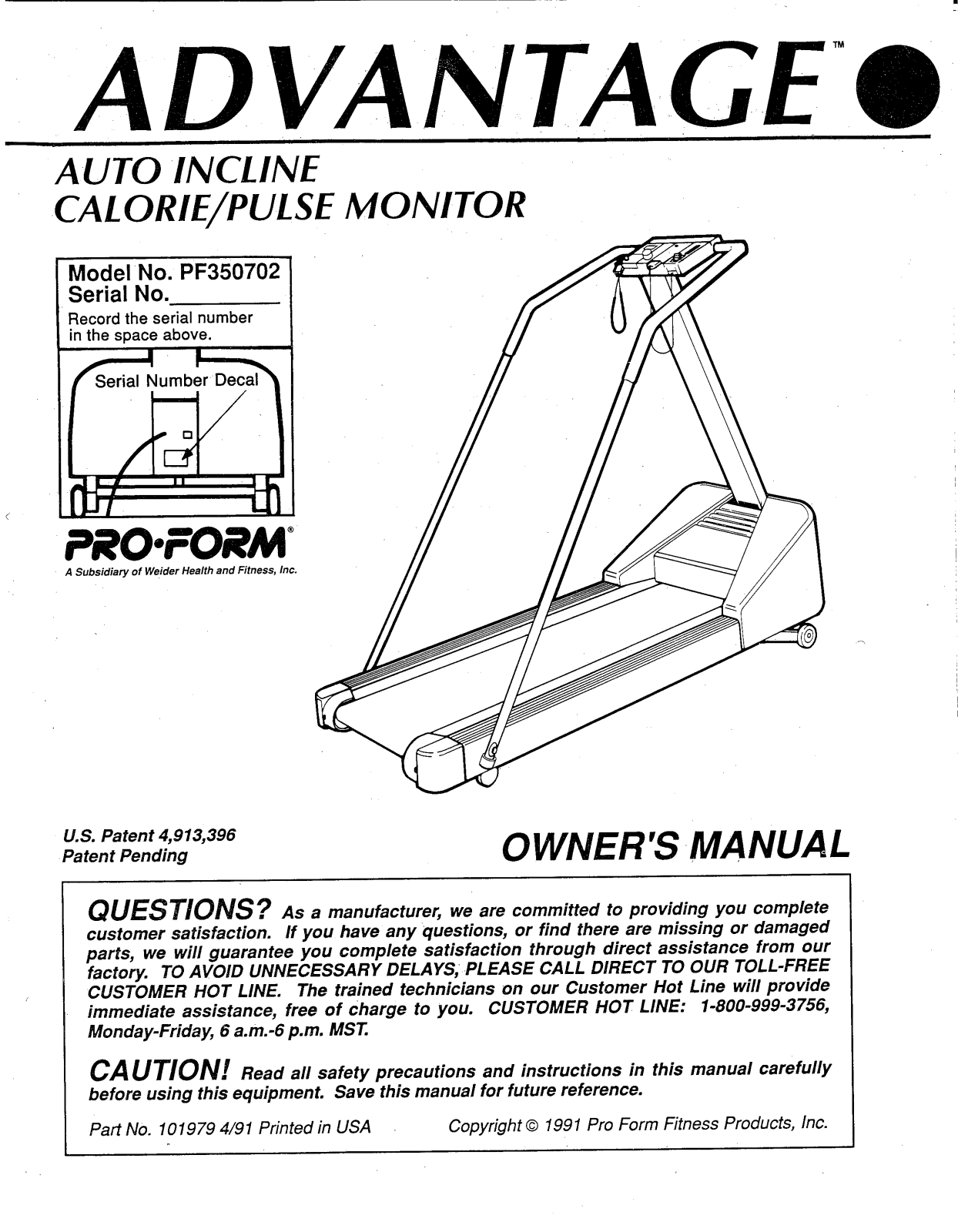 ProForm PF350702, PF350703 User Manual