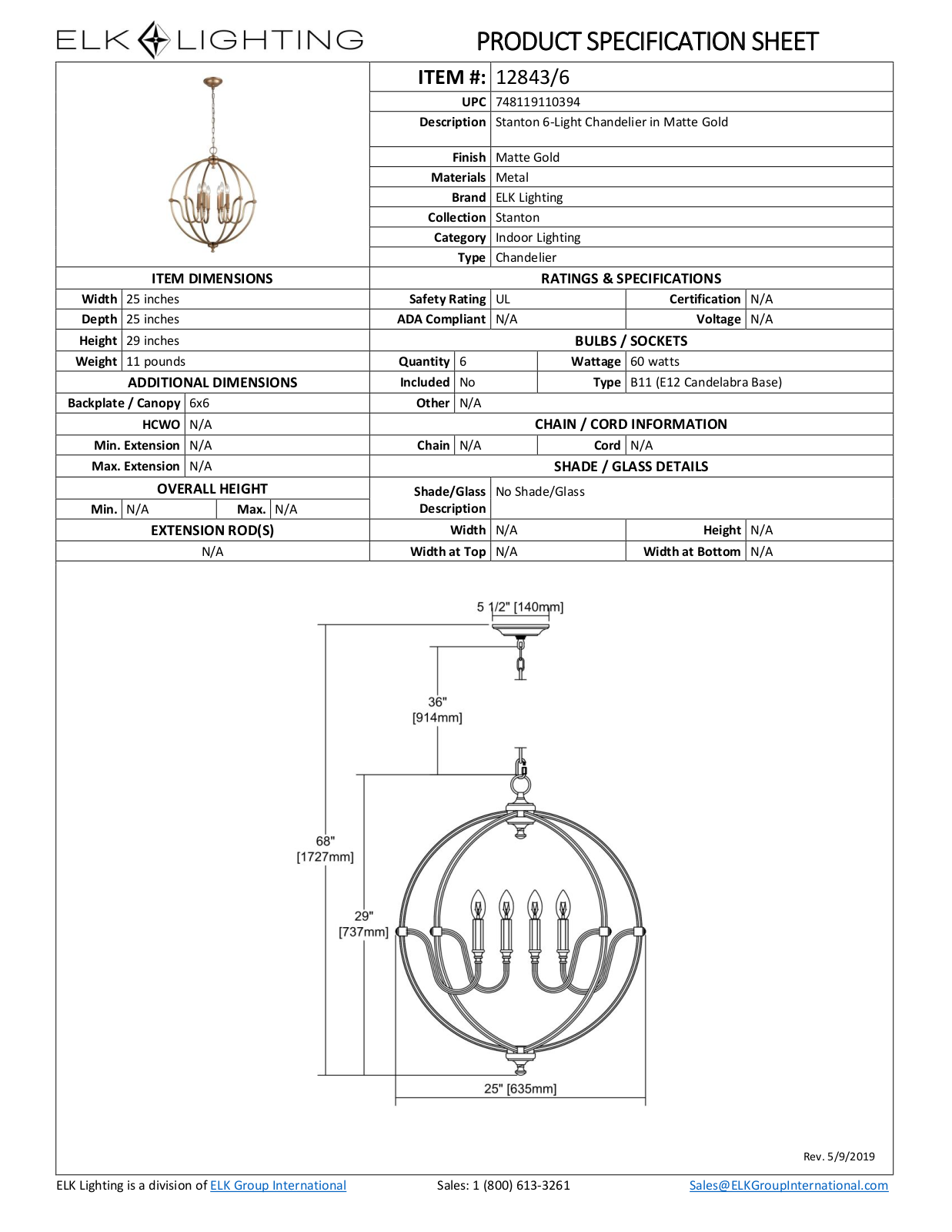 ELK Lighting 128436 Specifications - ManualMachine.com