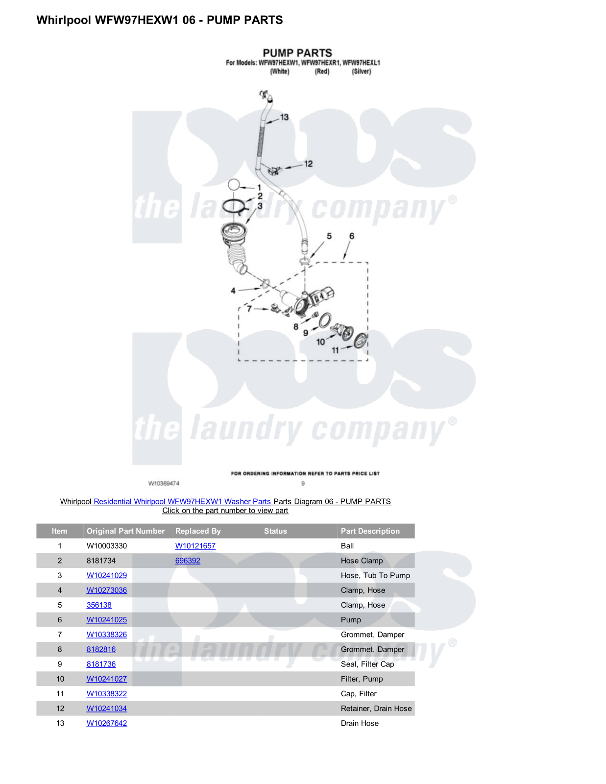 Whirlpool WFW97HEXW1 Parts Diagram