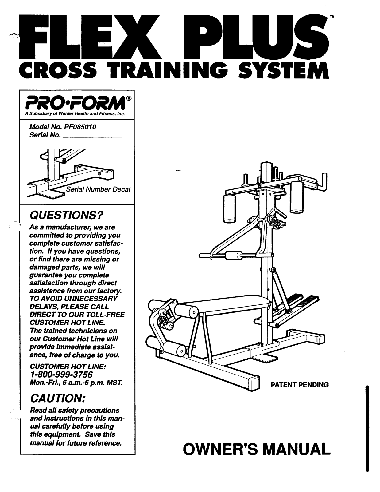 ProForm PF085010 User Manual