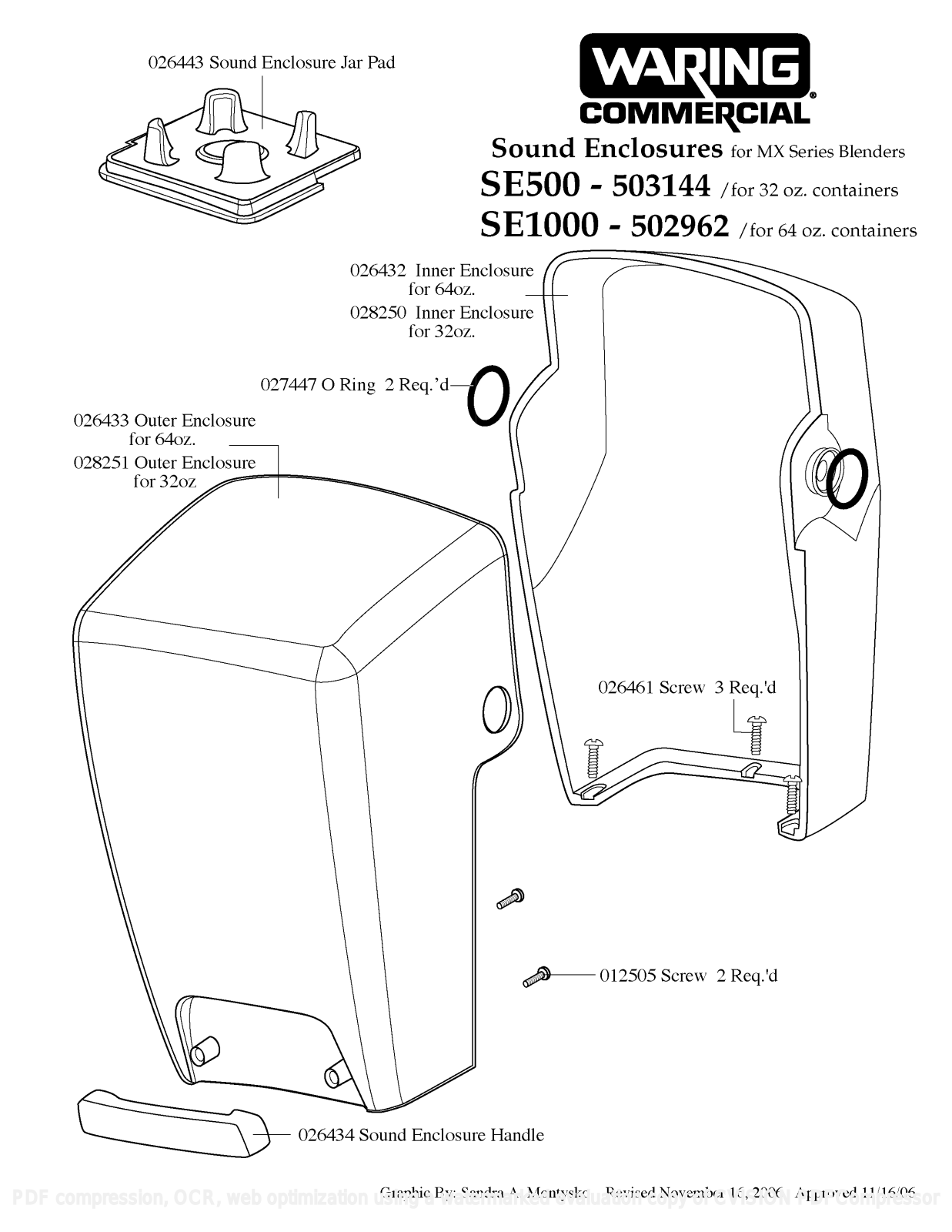 Waring SE1000 Parts List