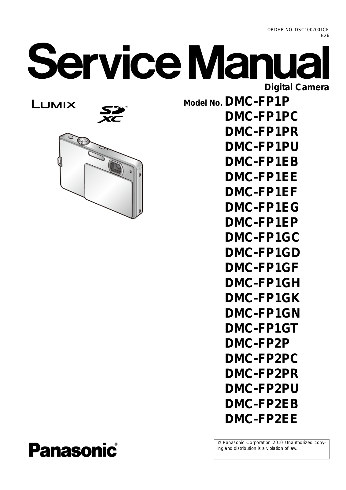 Panasonic DMC-FP2PR, DMC-FP2P, DMC-FP1PR, DMC-FP2EE, DMC-FP1PU User Manual