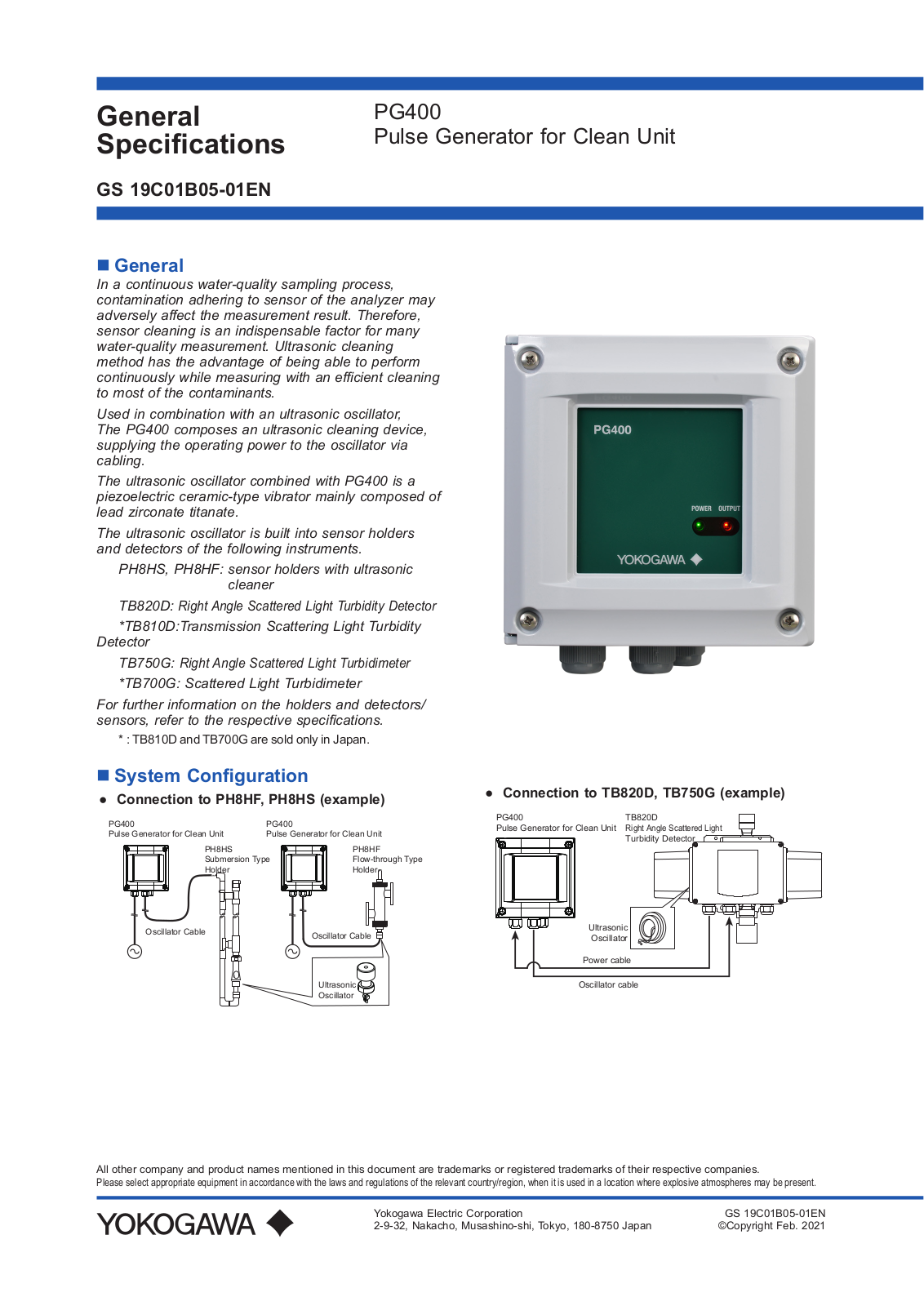 Yokogawa PG400 General Specifications