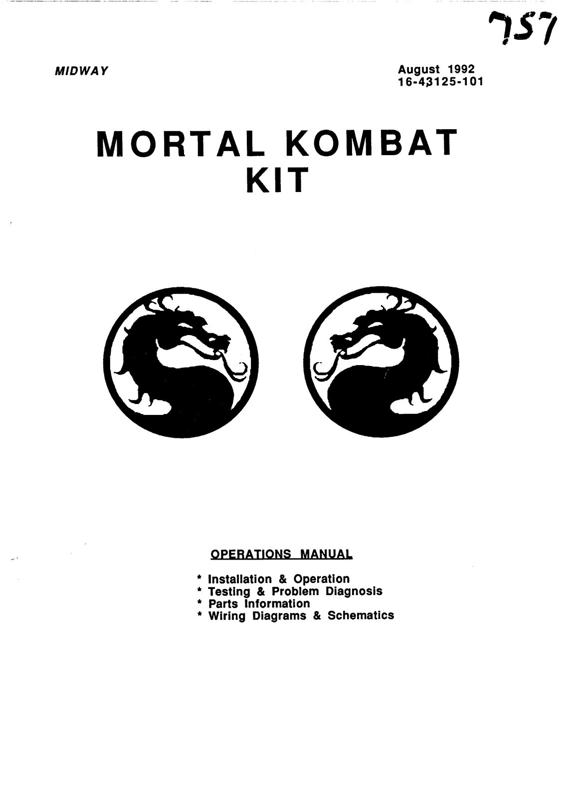 Williams Mortal Kombat User Guide