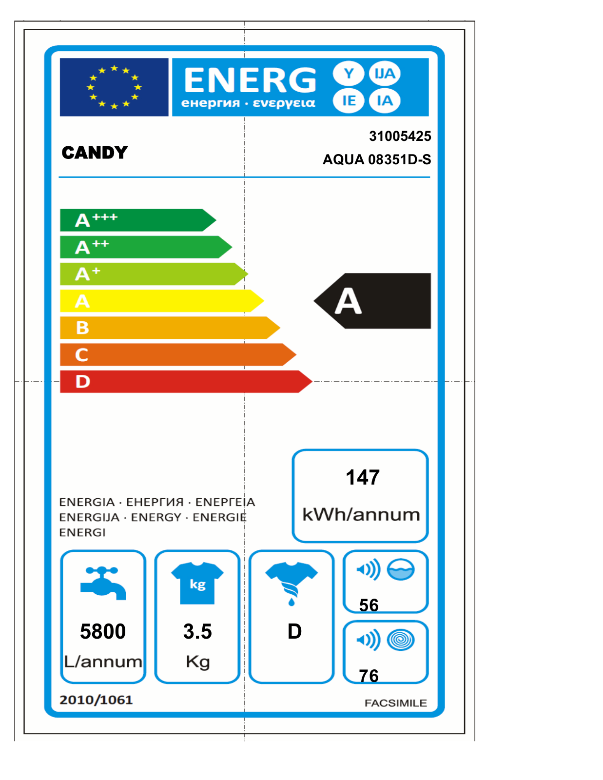 Candy Aqua 08351 D User Manual