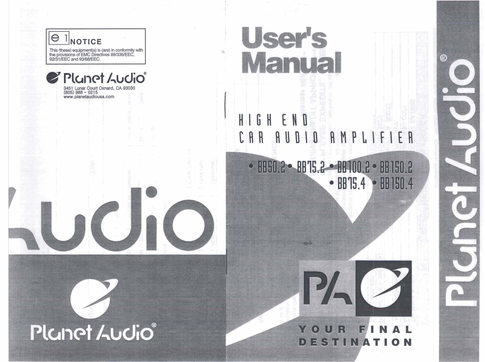 Planet Audio BB75.4 Users Manual - ManualMachine.com