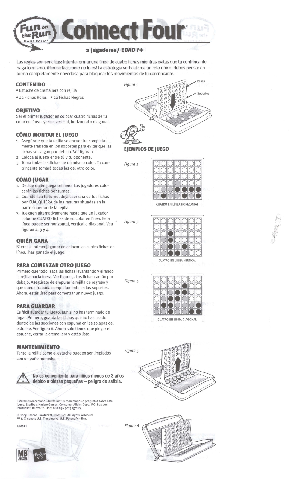 HASBRO Connect Four Fun on the Run Folio User Manual