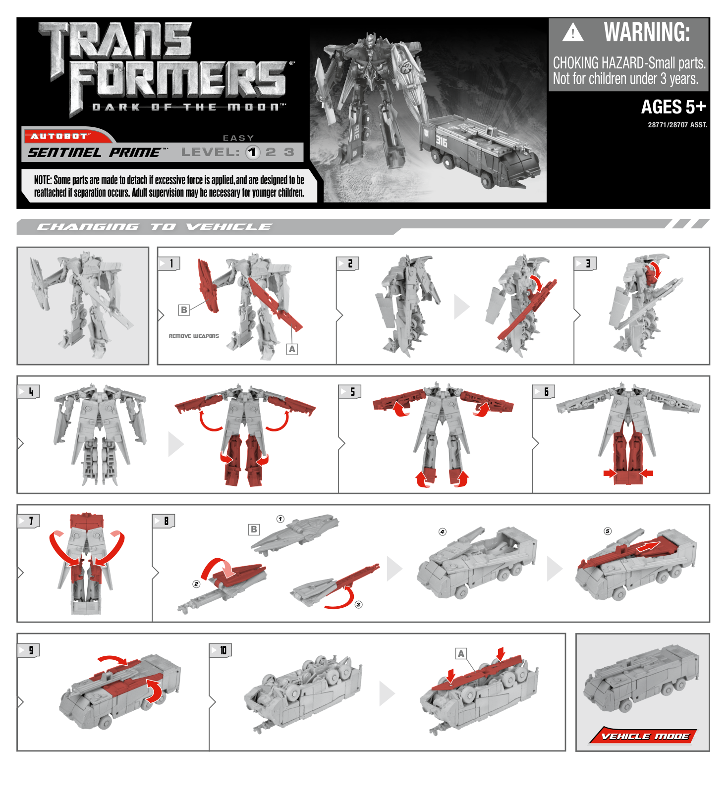 Hasbro TRANSFORMERS SENTINEL PRIME LEVEL 1 User Manual