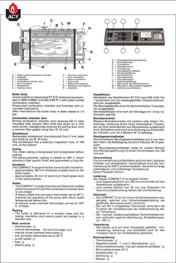 ACV Compact A 100, Compact A 150, Compact A 200 INSTALLATION, OPERATING AND SERVICING INSTRUCTIONS