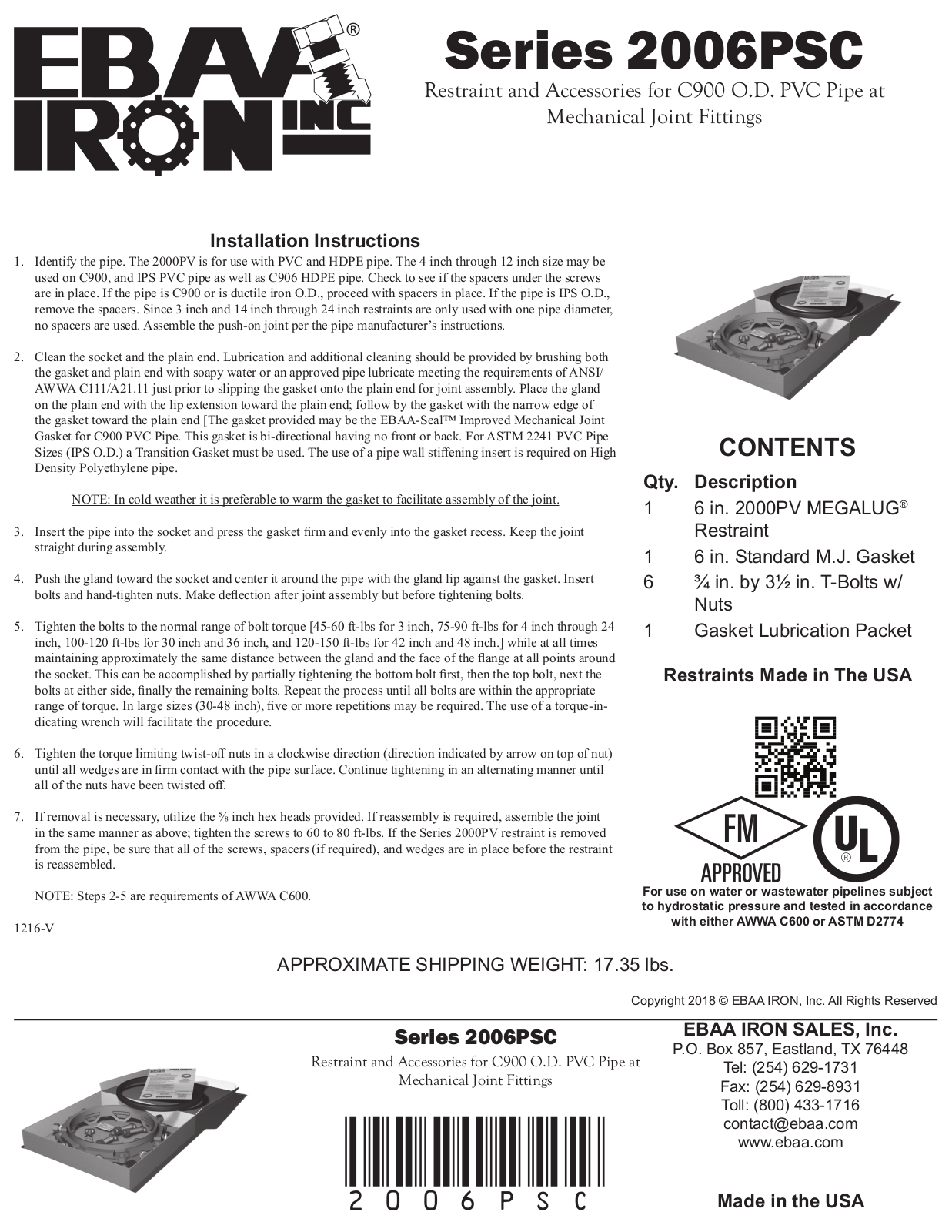 EBAA Iron 2006PSC Installation Manual