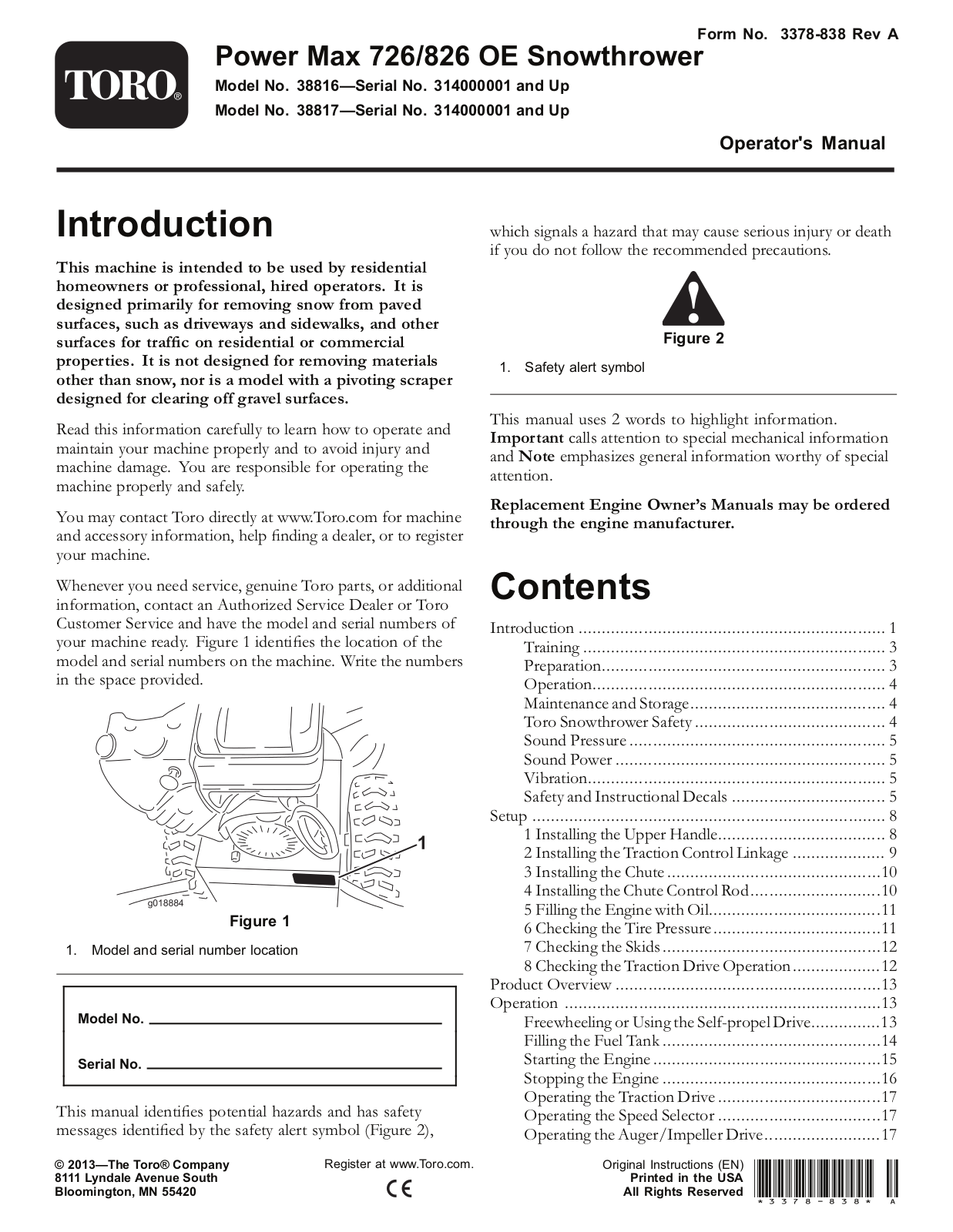 Toro 38816, 38817 Operator's Manual