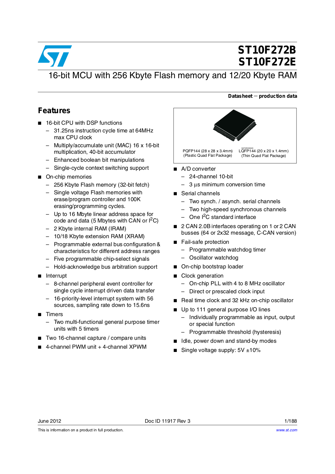 ST ST10F272B, ST10F272E User Manual