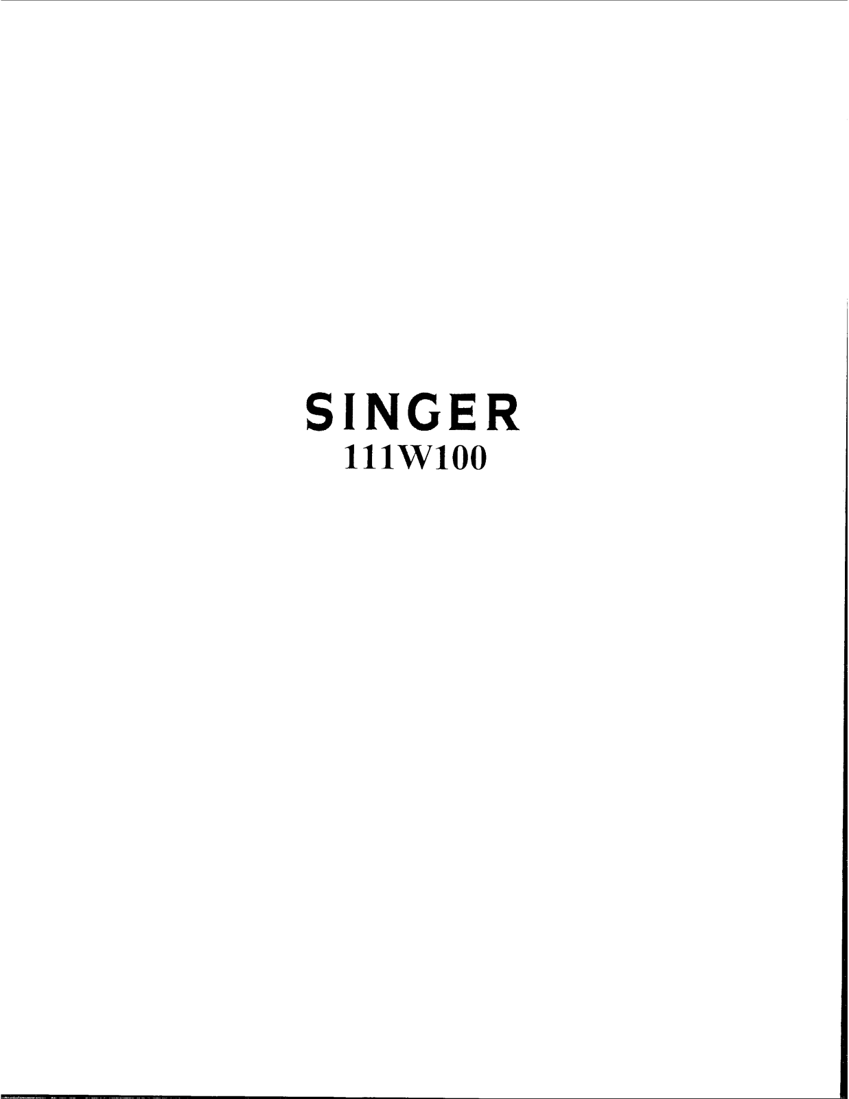 Singer 111W100 User Manual