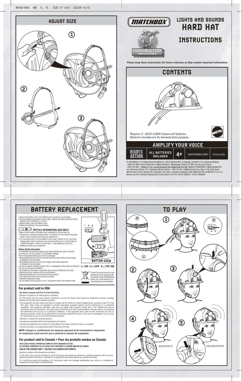 Fisher-Price N9762 Instruction Sheet