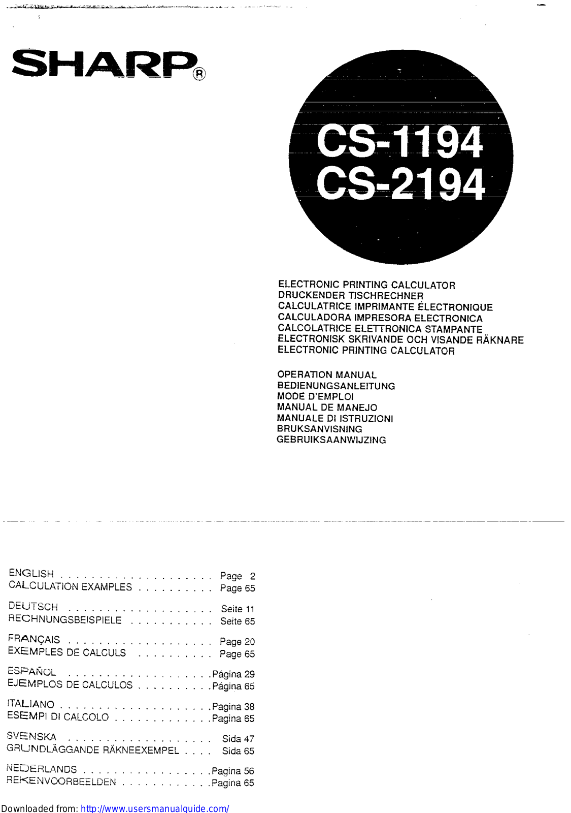 SHARP CS-1194, CS-2194 User Manual