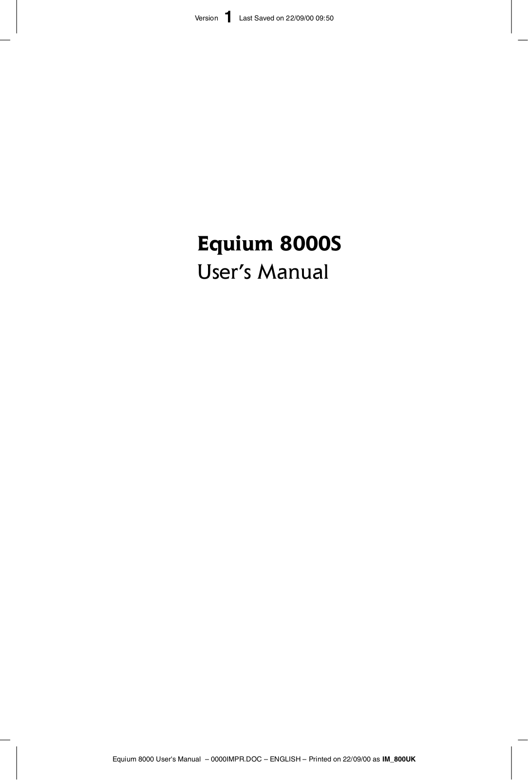 Toshiba 8000-S-D User Manual