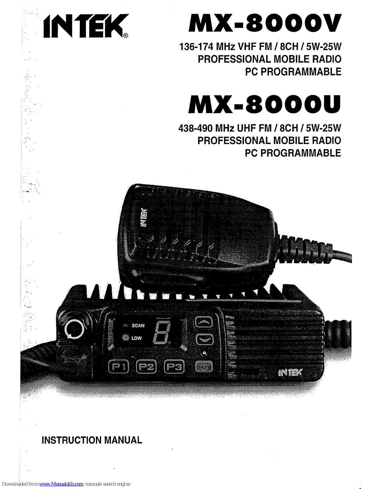 Intek MX-8000V, MX-8000U Instruction Manual