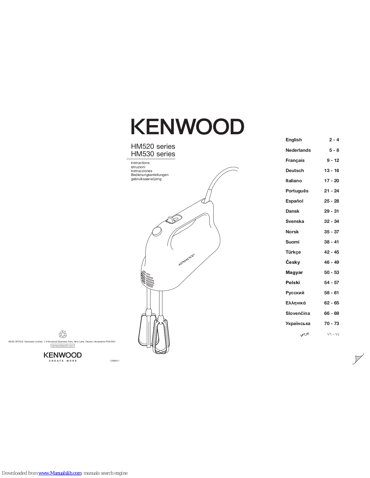 Kenwood HM520 series, HM530 series Instructions Manual