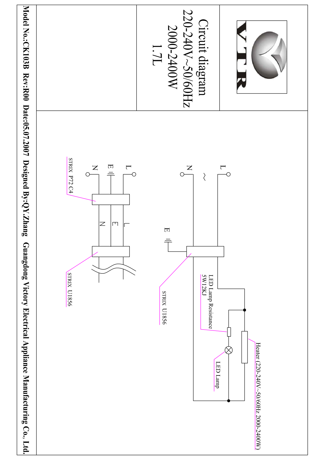 VTR CK103B Circuit diagrams