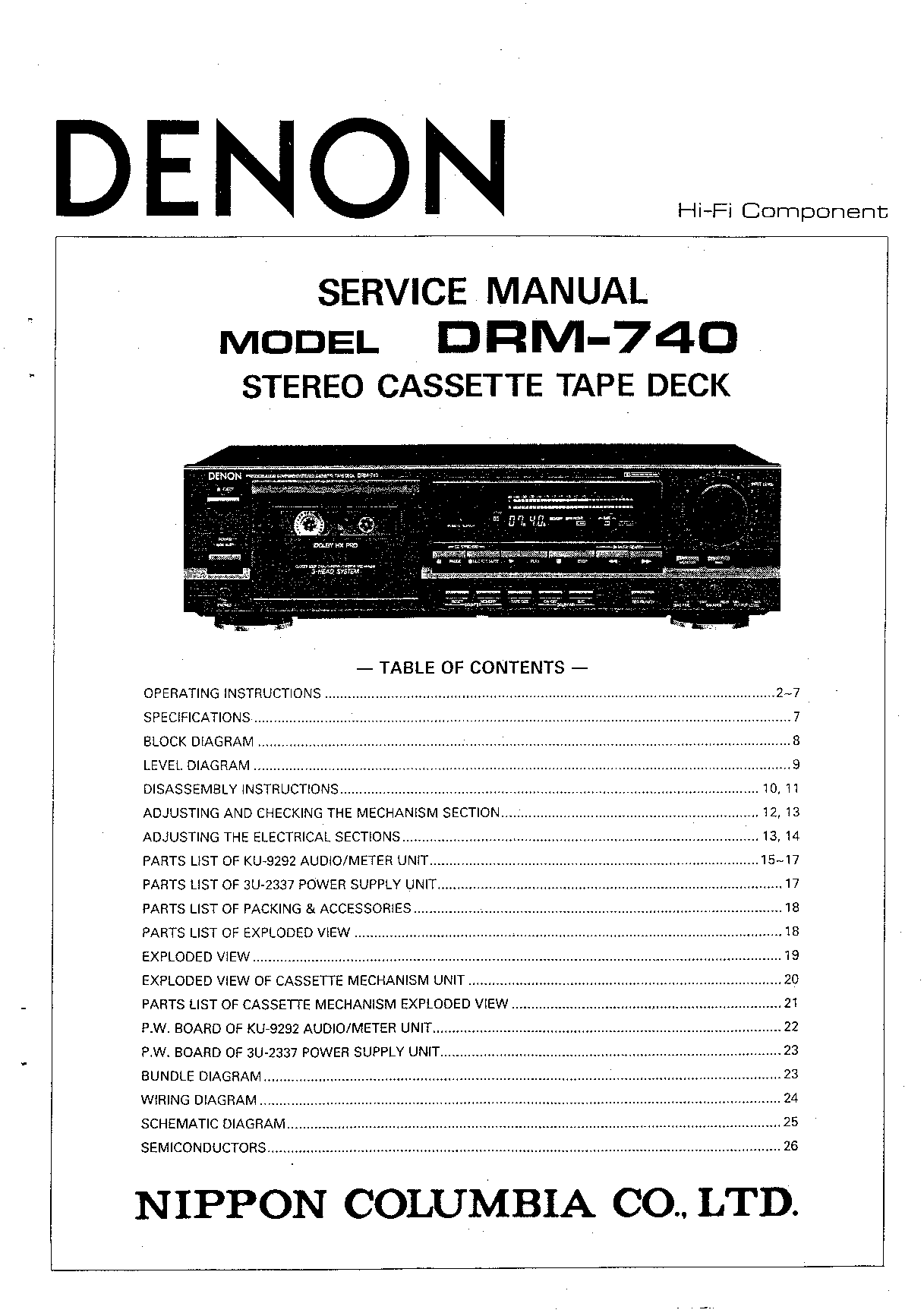 Denon DRM-740 Service Manual