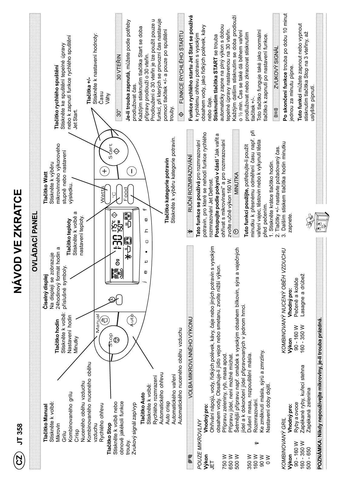 Whirlpool JT 358 white, JT 358 alu Quick reference guide