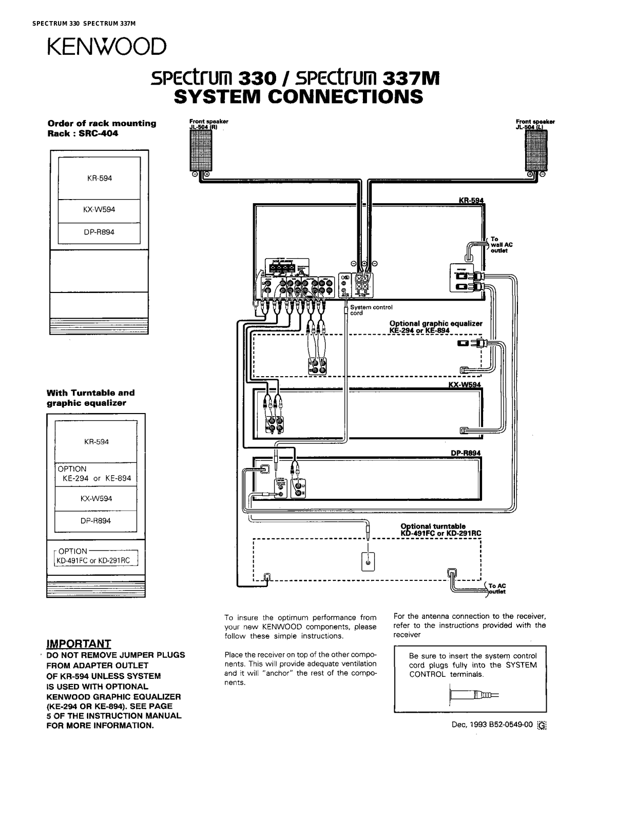 Kenwood Spectrum 337M Connection Guide