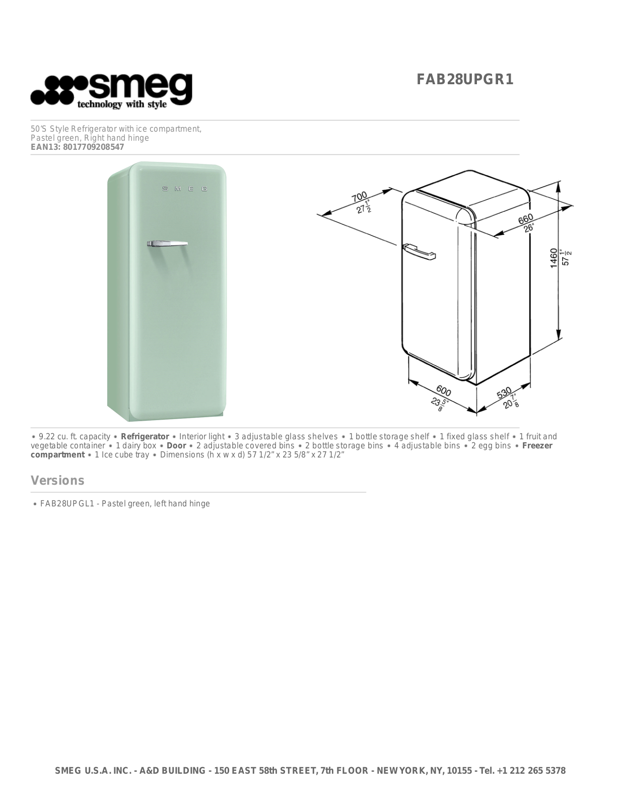 Smeg FAB28UPGR1 User Manual