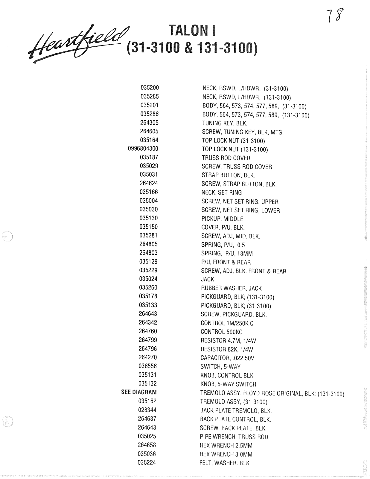 Heartfield TALON I WIRING DIAGRAM