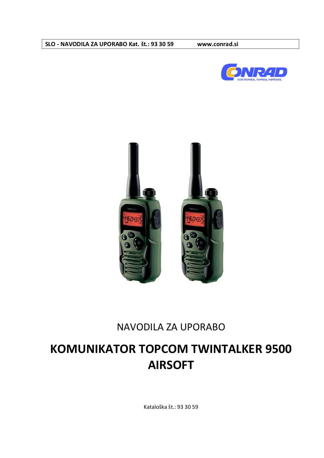 Topcom Twintalker 9500 (RC-6406) Airsoft Edition User guide