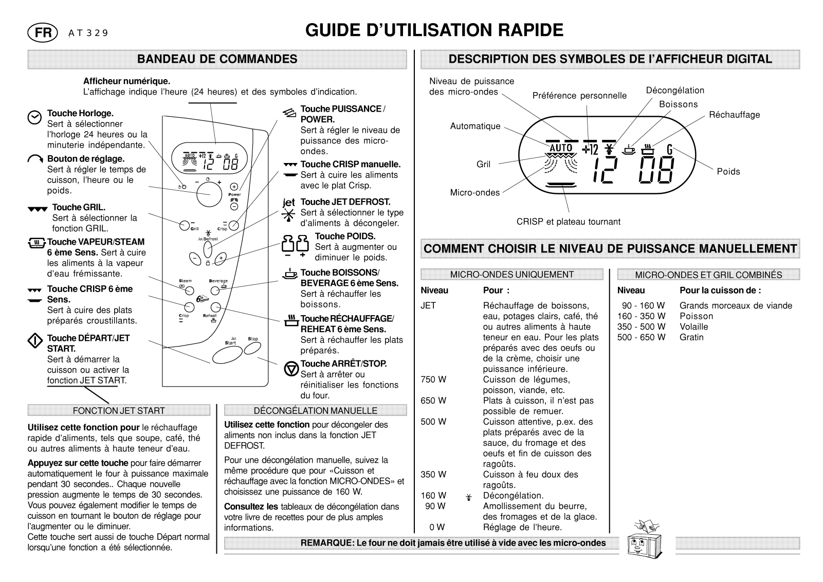 Whirlpool AT 329 Quick start guide